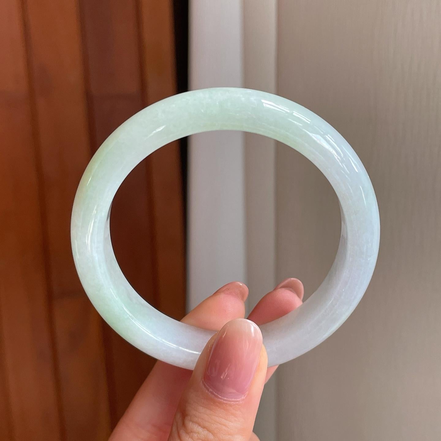 糯冰带色翡翠平安镯（55mm)（yc349374）