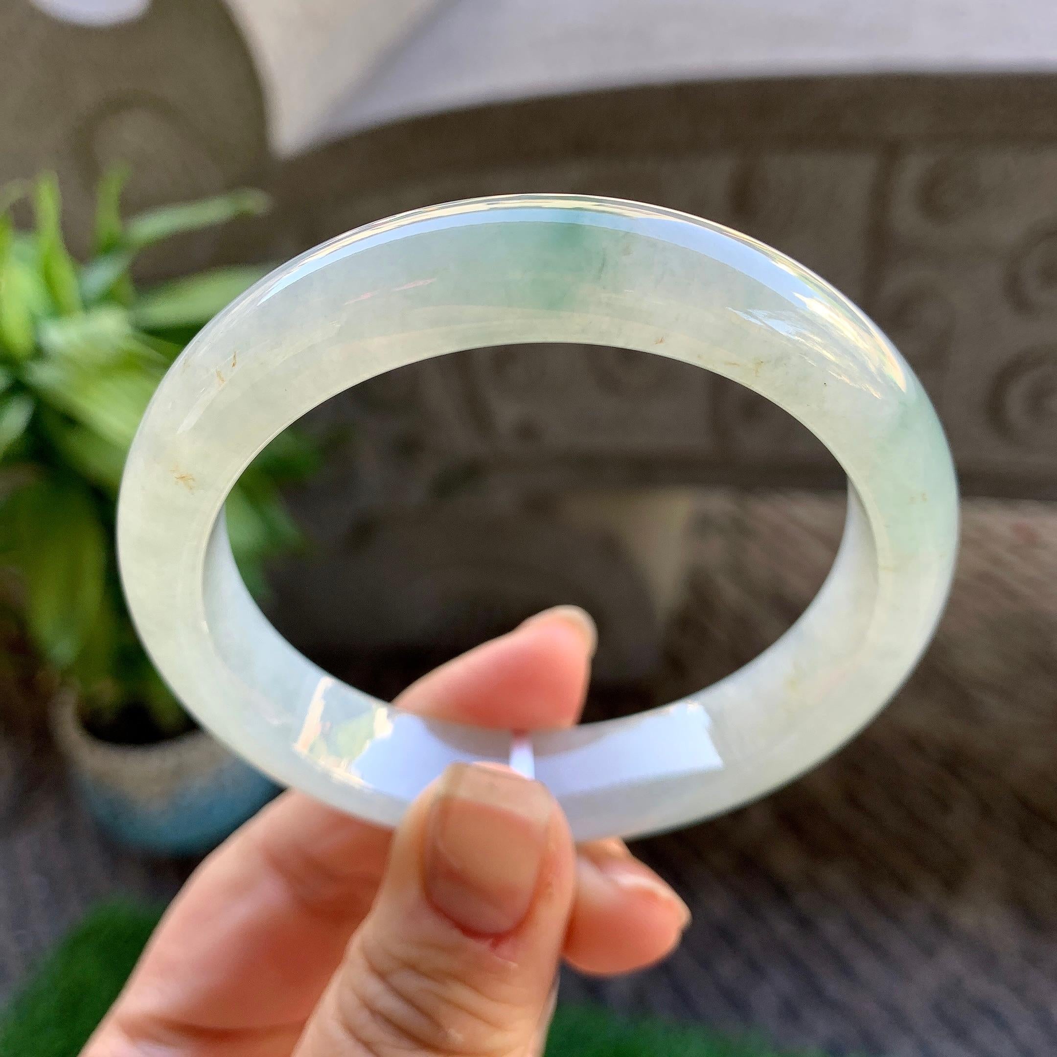 糯冰种飘花平安镯（56.8mm）（yc307325）