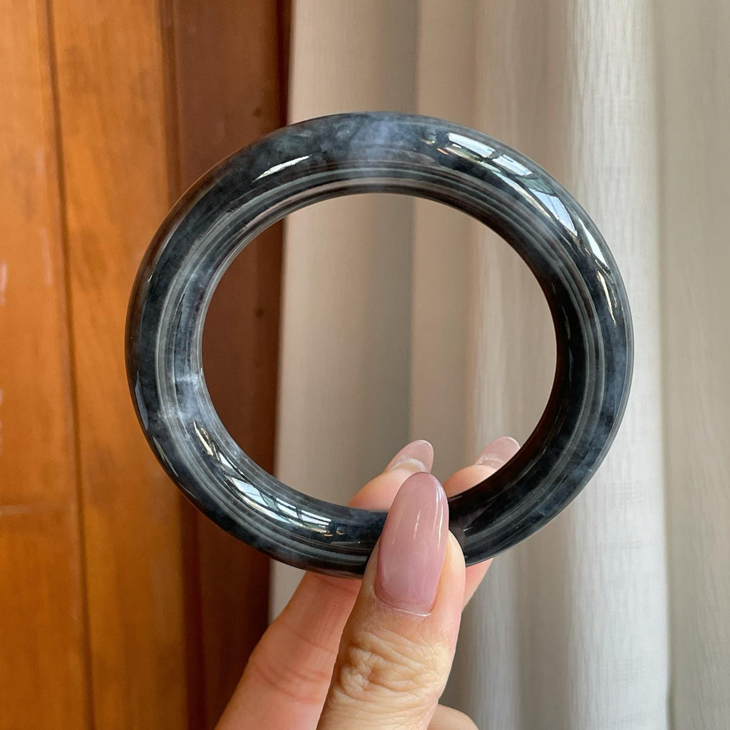 糯冰乌鸡翡翠圆条手镯（57.2mm）（yc291765）