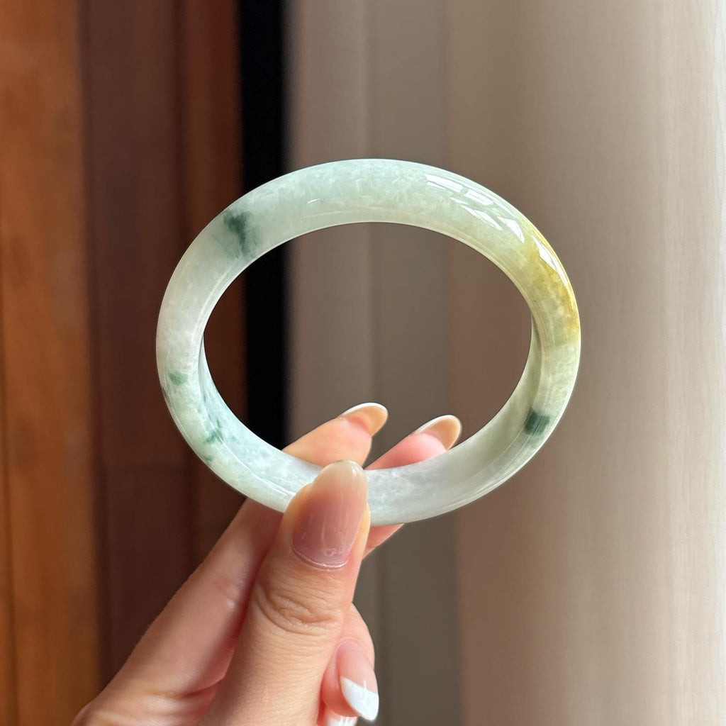 糯冰飘花翡翠平安镯（59.6mm)（yc396374）