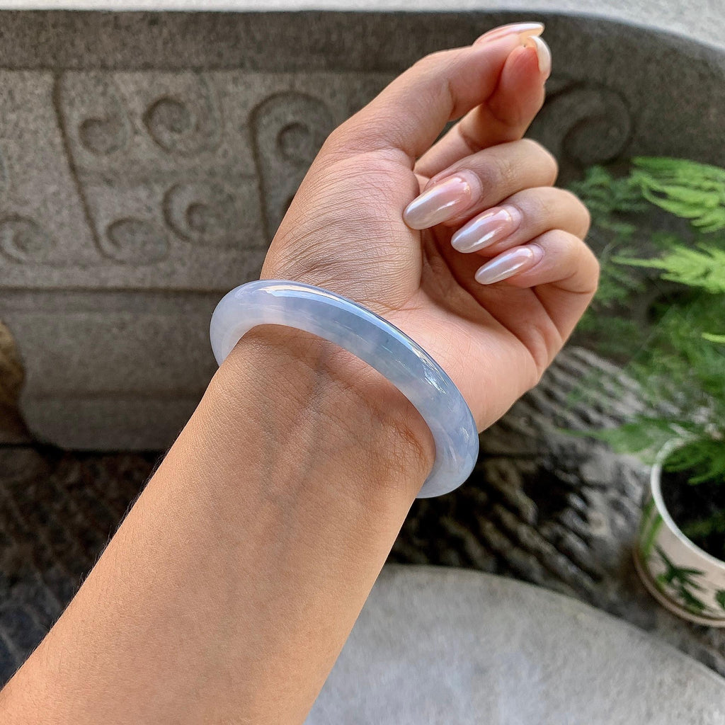 糯冰种紫罗兰圆条手镯（53mm）