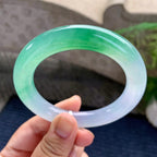 糯冰种翠绿圆条手镯（55.8mm）（yc228500）