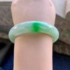 细糯种飘绿平安镯（54mm）（yc264511）