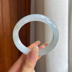 糯冰飘花翡翠平安镯（53mm)（yc415336）