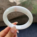 细糯种飘黄翡正圈平安镯57圈      天然缅甸A货翡翠（yc421233）