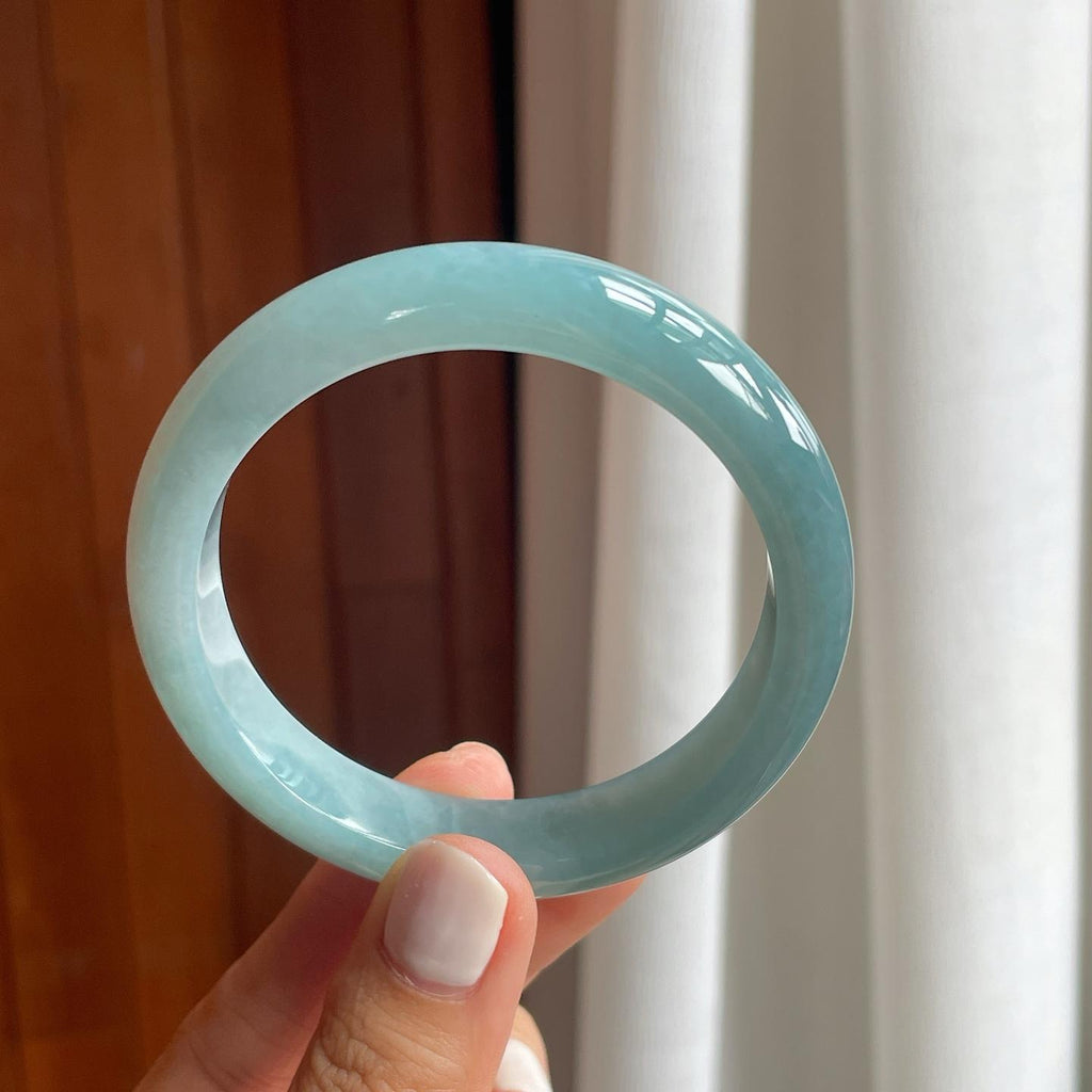 糯冰蓝底翡翠平安镯（56.6mm）（yc249160）