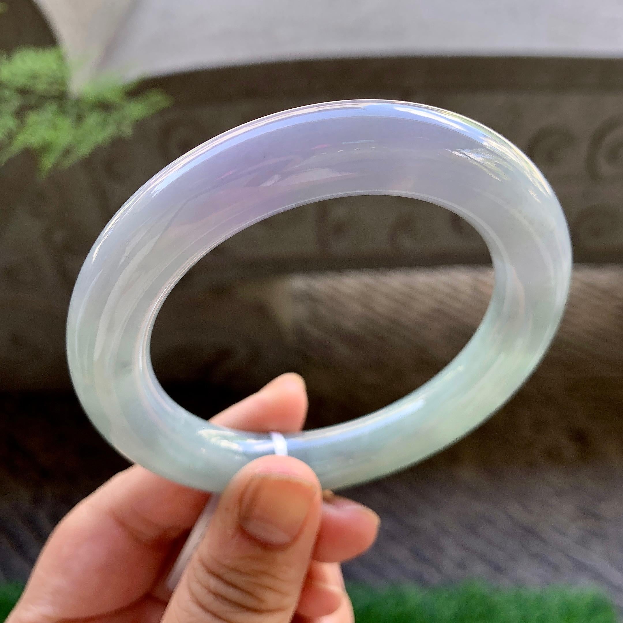 糯种淡春彩圆条手镯（59mm）（yc213147）