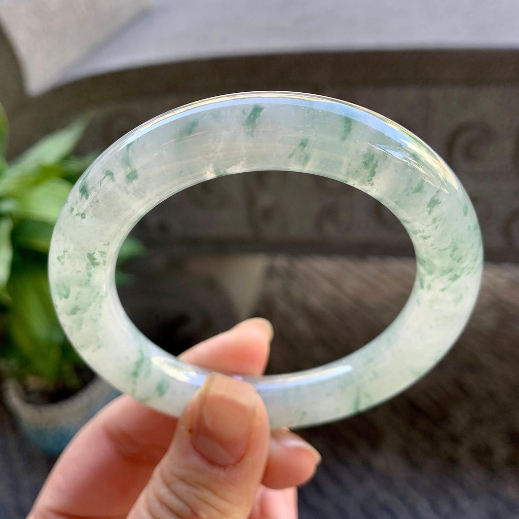 糯冰种飘花圆条手镯（54.7mm）（yc308751）