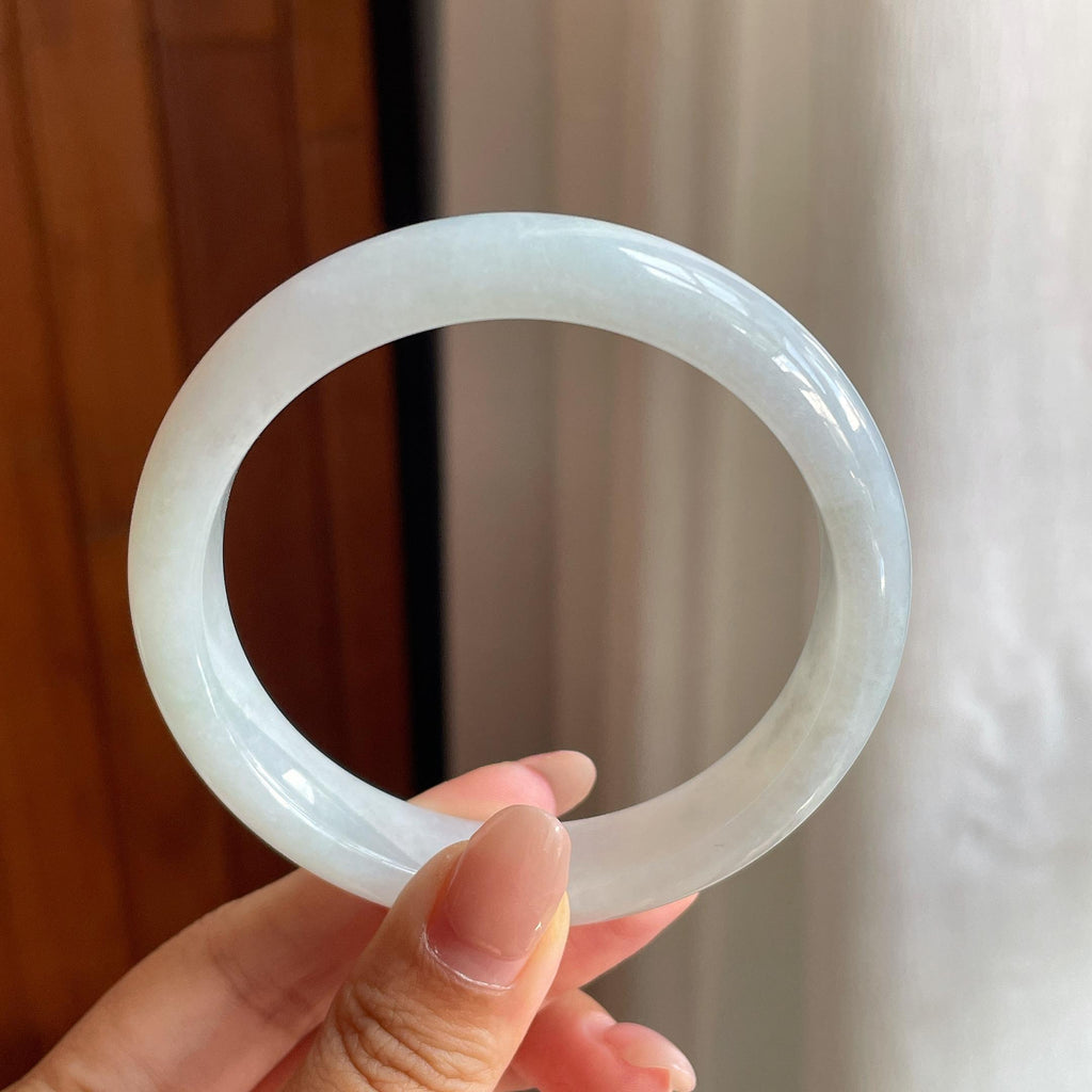 细糯冰带一抹翠绿正圈平安镯 57圈（yc711643）
