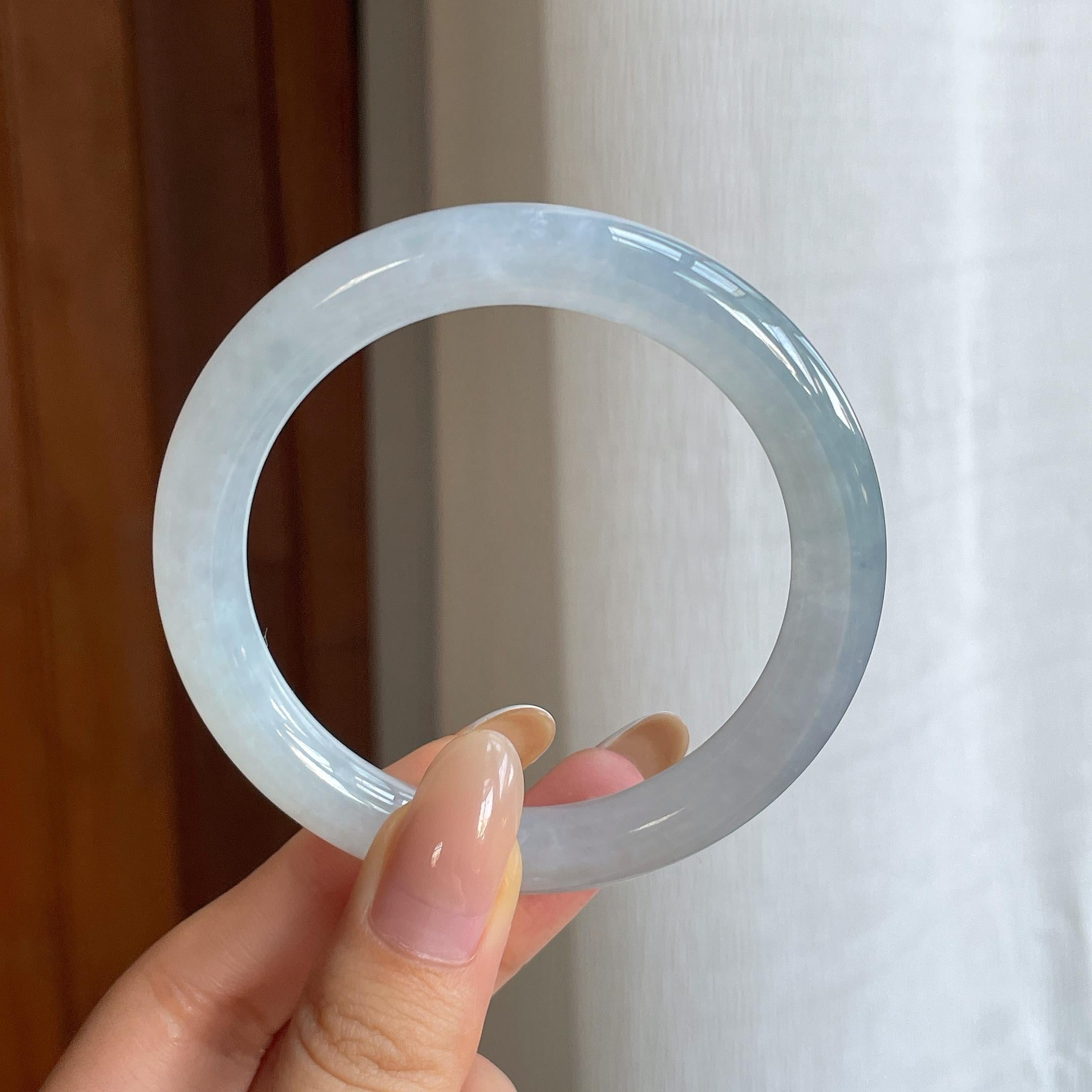 糯冰淡底色翡翠圆条手镯（54.2mm)（yc424268）