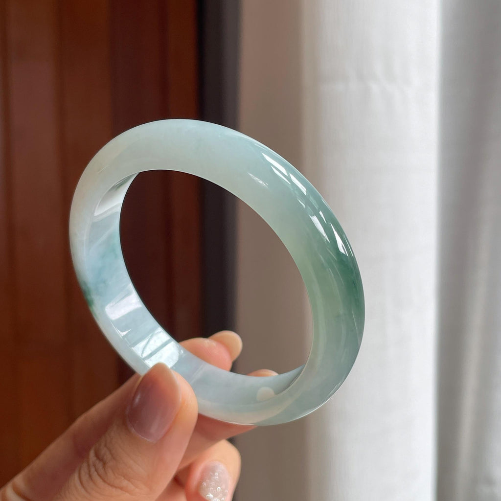 糯冰飘花翡翠平安镯（55mm）（yc414542）