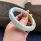 细糯种晴底黄翡圆条手镯 56.8圈口 天然缅甸A货翡翠（yc345049）