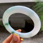 胖圆条        细糯种飘花圆条手镯55.7圈        天然缅甸A货翡翠（yc383104）