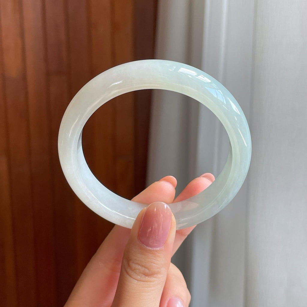 糯冰种晴底翡翠平安镯（56mm)（yc323757）