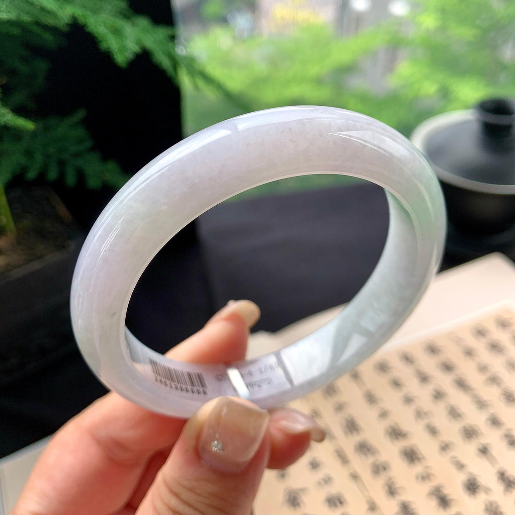 细糯种淡春彩正圈平安镯 57.8圈口 天然缅甸A货翡翠（yc473080）