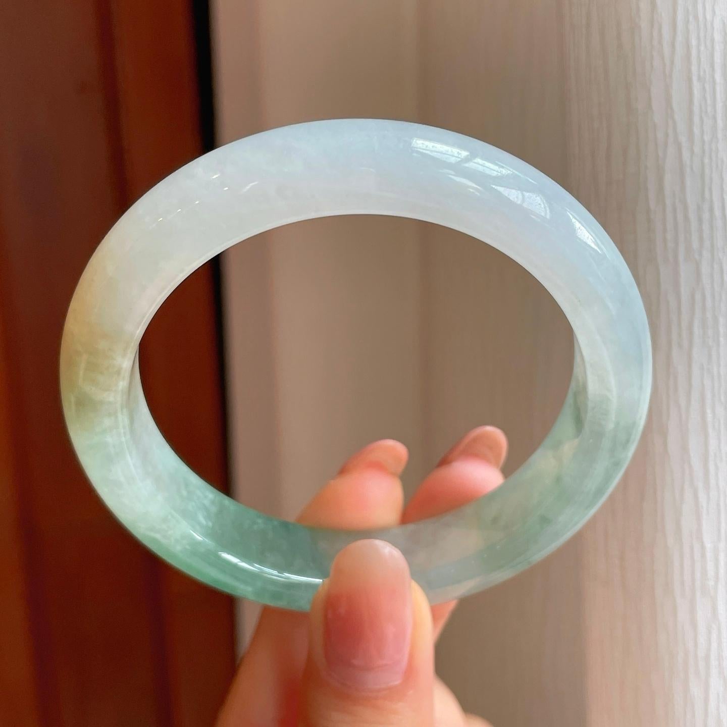 冰种飘花翡翠平安镯（54.2mm)（yc350509）