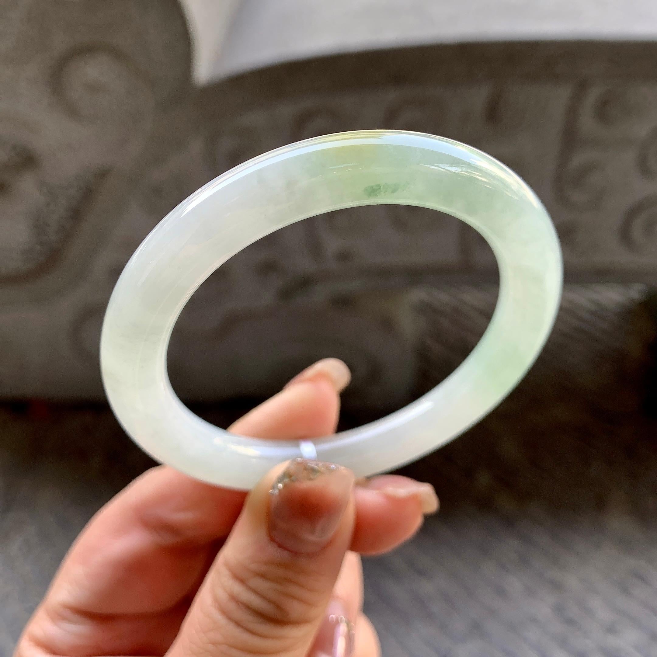 细糯种飘黄翡圆条手镯（51.8mm）（yc296333）