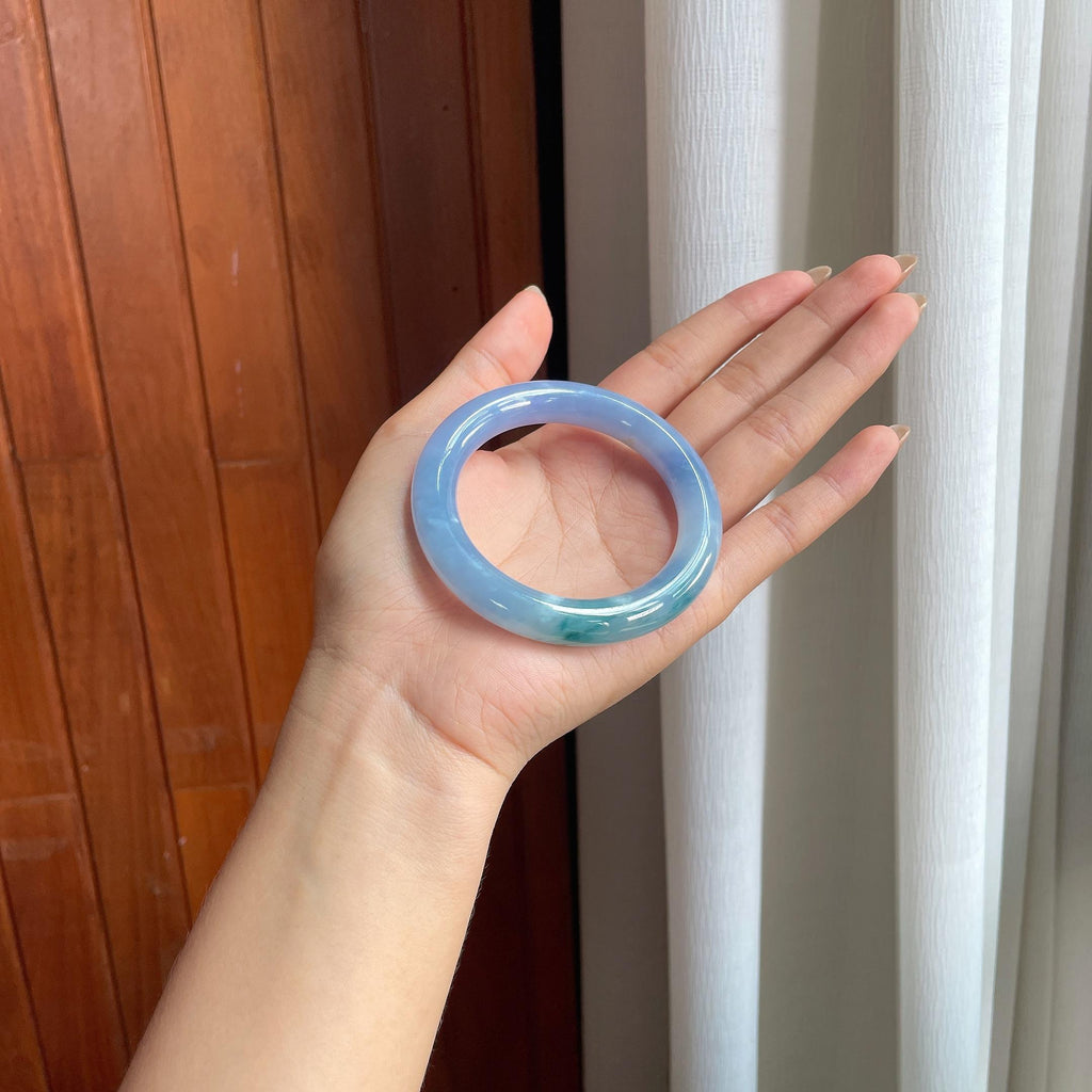 糯冰紫罗兰飘花圆条手镯（53mm）（yc422965）