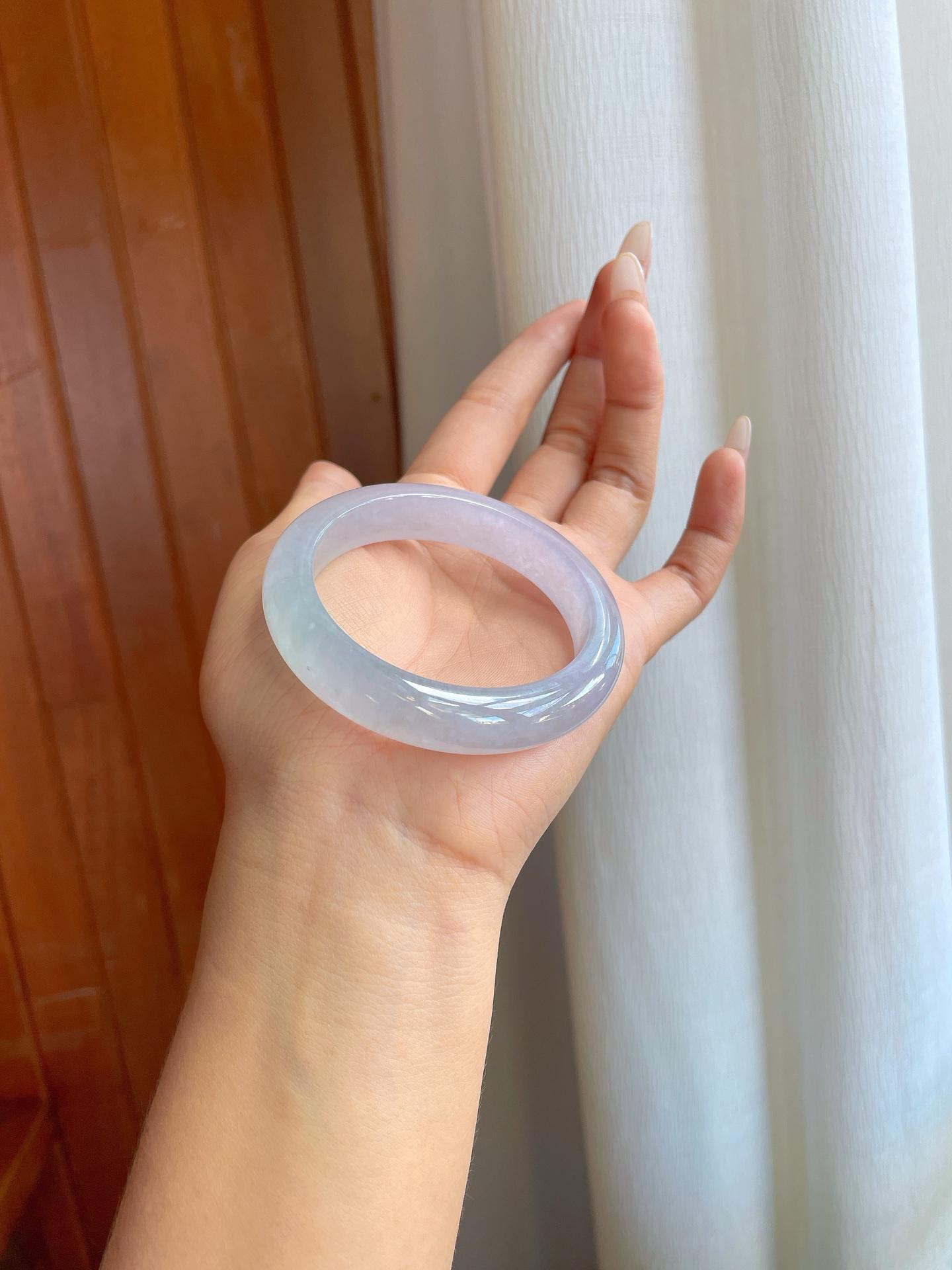 冰种飘花翡翠平安镯（52.8mm）（yc268252）