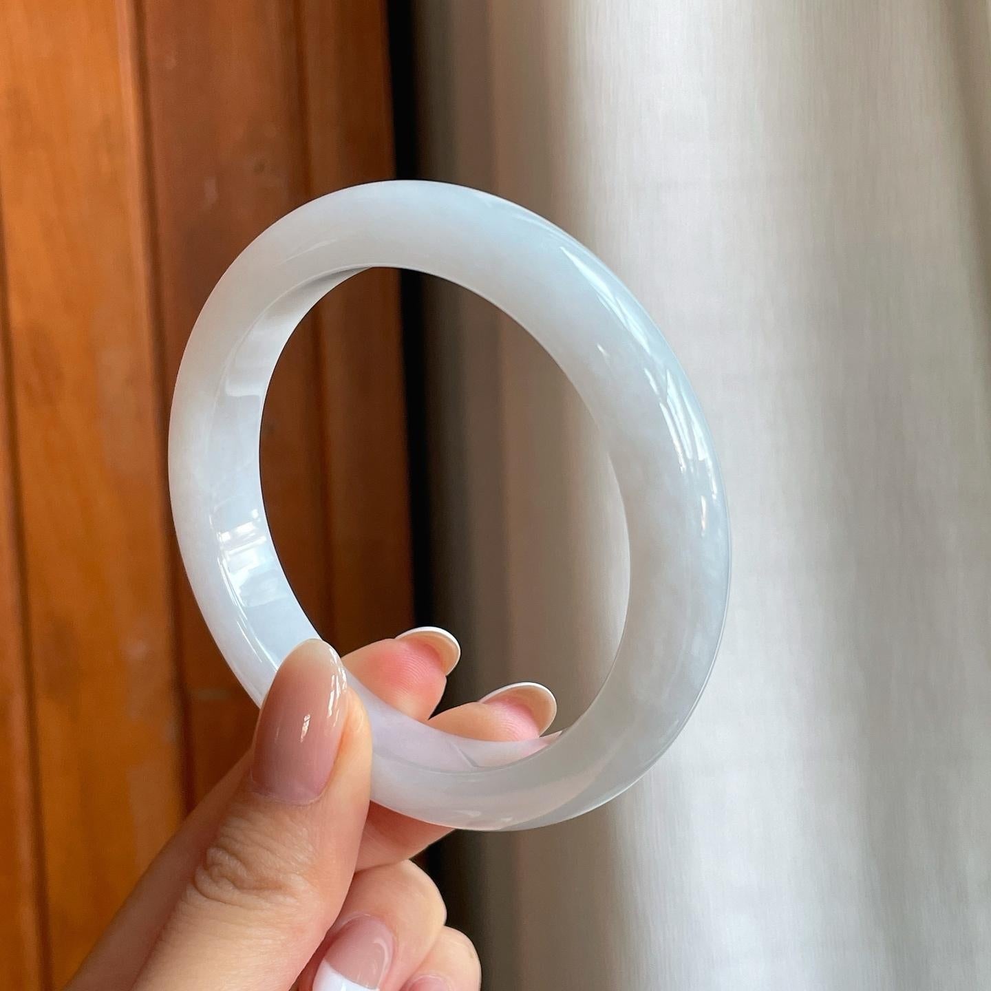 糯冰白月光翡翠平安镯（59.2mm)（yc373303）