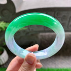 细糯种淡紫底飘阳绿宽版轮胎手镯（60.4mm）（yc254110）