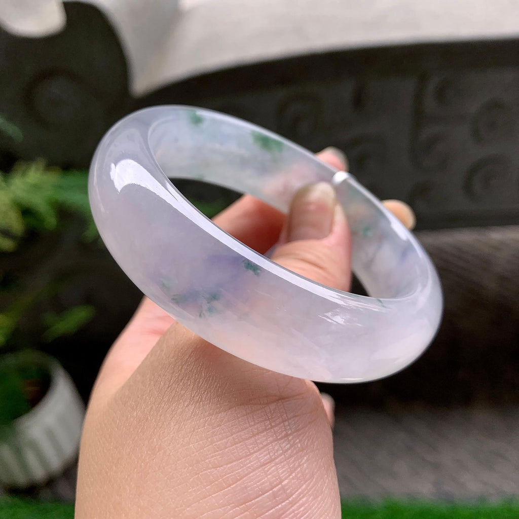 冰种飘花宽版轮胎手镯（58mm）（yc253072）