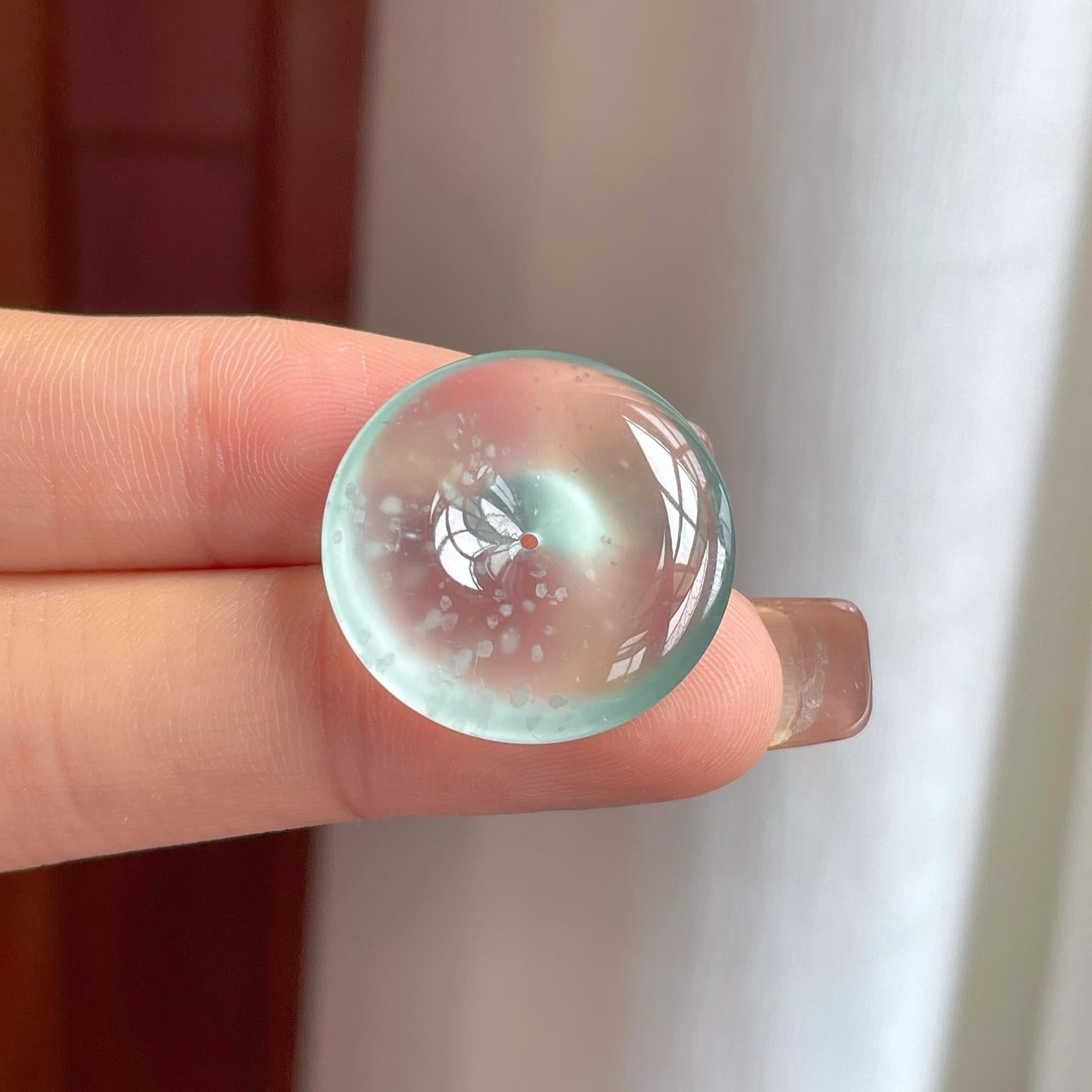 玻璃种雪花棉翡翠平安扣（yc368970）