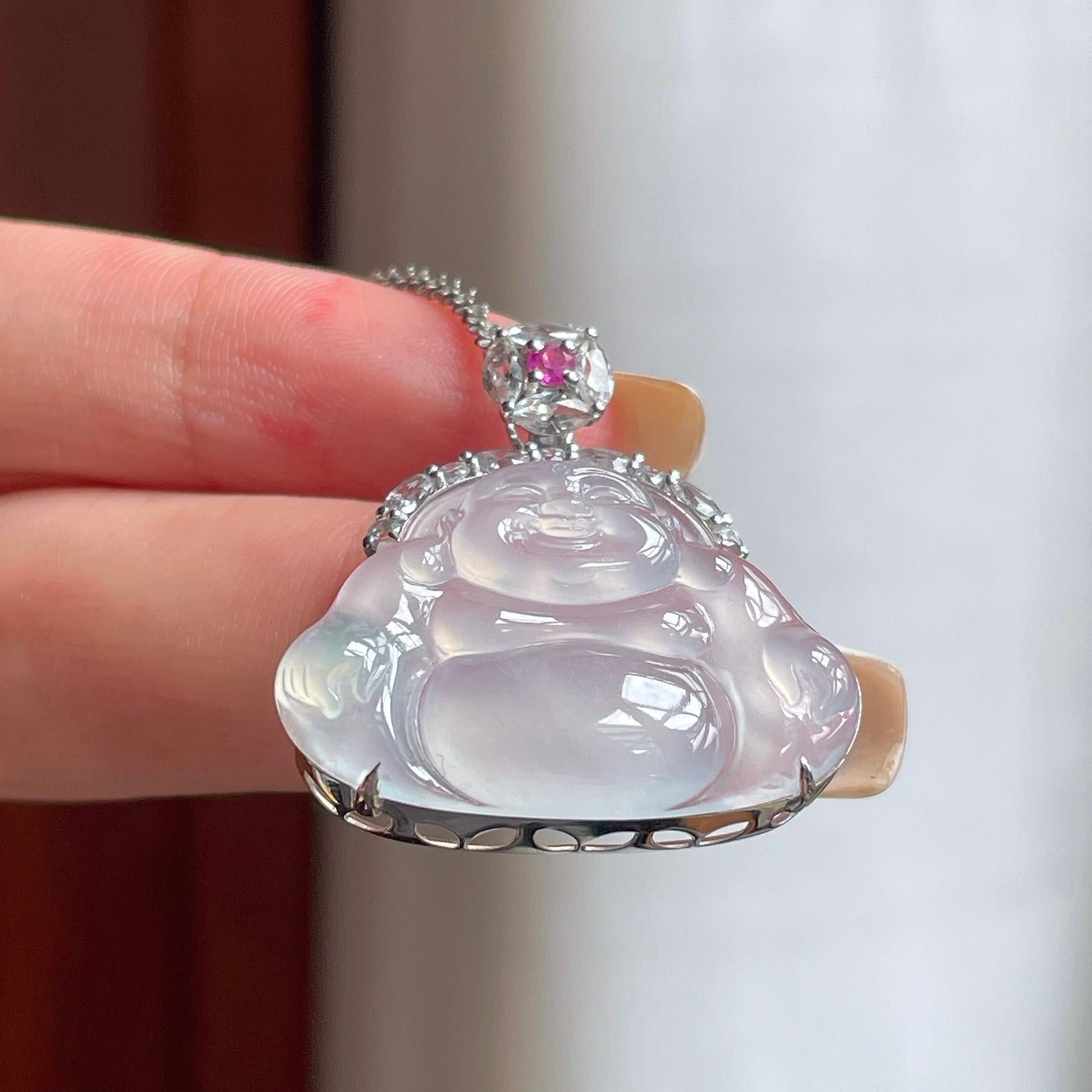 18k金镶冰种玉佛 天然缅甸A货翡翠（yc494757）