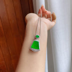 18k金镶冰种满绿翡翠无事牌（yc249165）