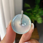 18k金钻镶冰种带底色平安扣吊坠（yc245081）