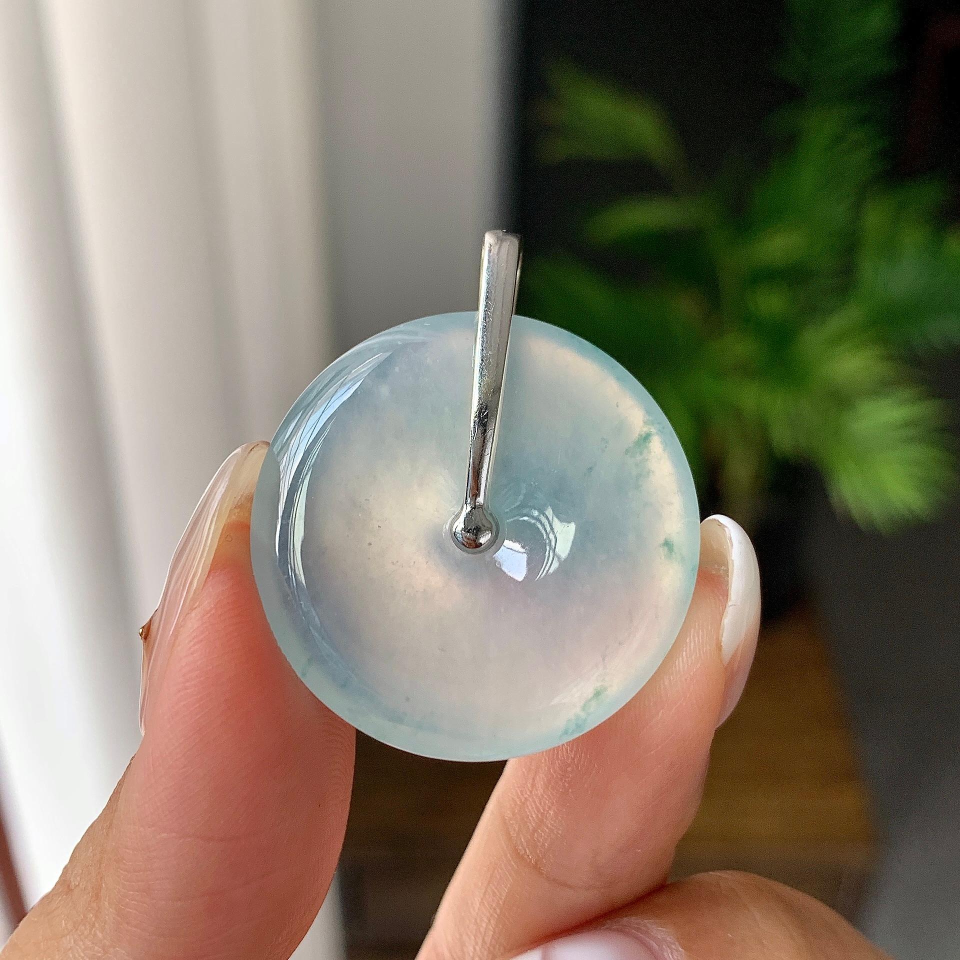 18k金钻镶冰种带底色平安扣吊坠（yc245081）