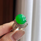 Mặt trứng dương lục nõn băng, đế đồng - Ngọc phỉ thúy tự nhiên Miến Điện loại A (yc451548)