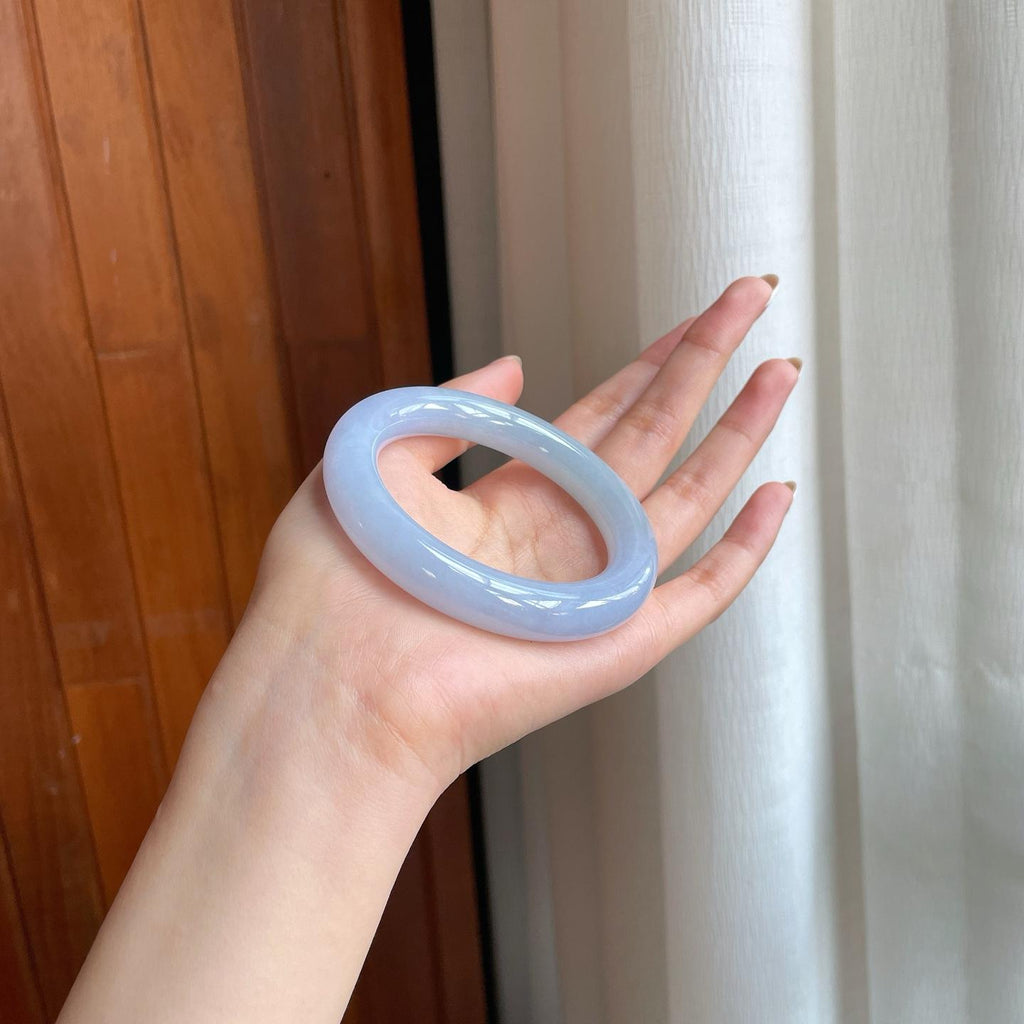糯冰紫罗兰翡翠圆条手镯（54mm)（yc366098）