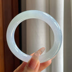 糯冰春彩底子圆条翡翠手镯（56.5mm）（yc246206）