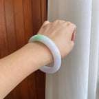 糯冰椿带彩翡翠平安镯（60mm）（yc270331）