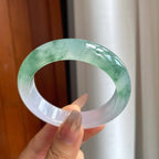 冰种飘花带春底翡翠平安镯（53.4mm）（yc230329）