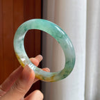 糯冰黄翡飘花特色翡翠平安镯（58mm）（yc363435）
