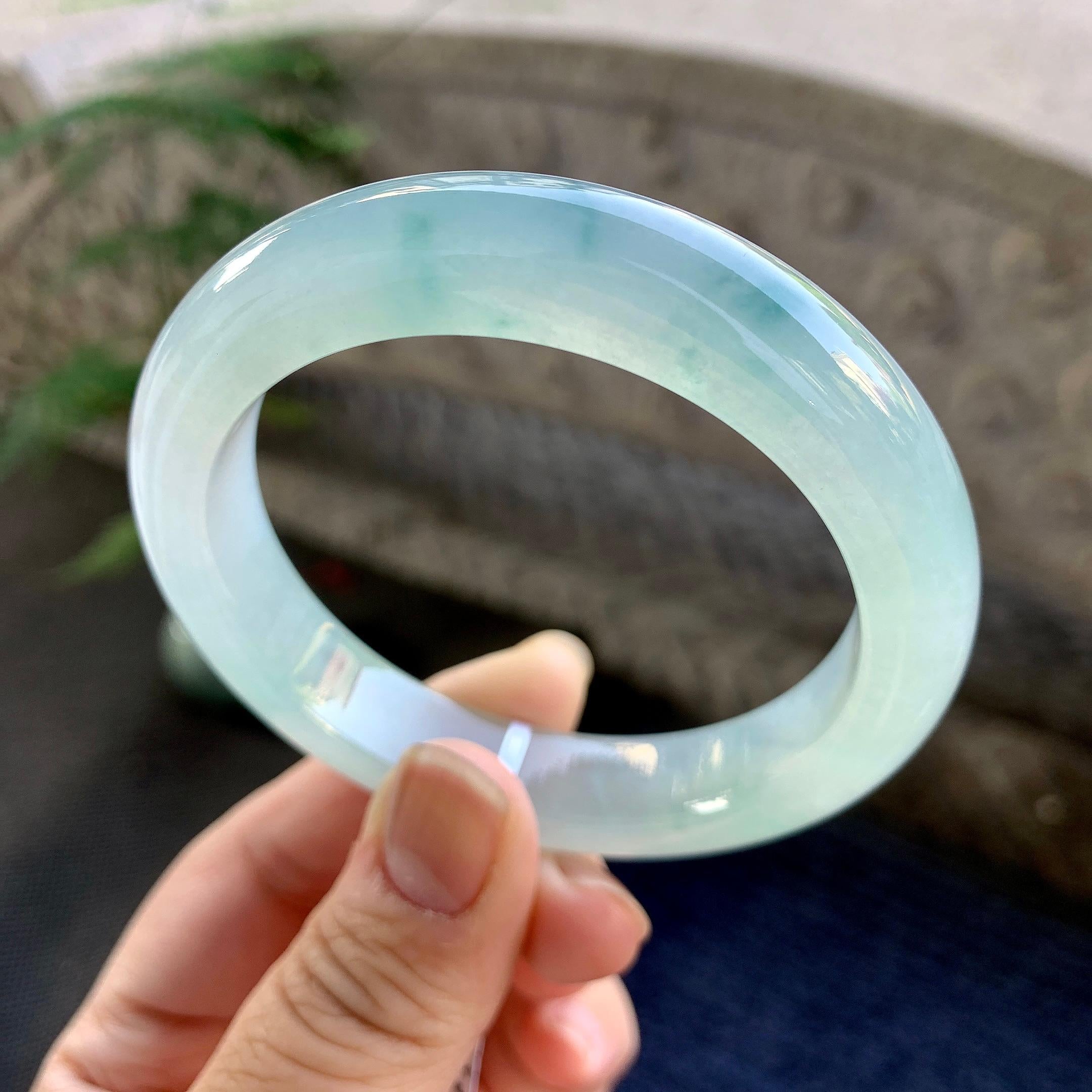 糯冰种飘花平安镯（56mm）（yc264534）