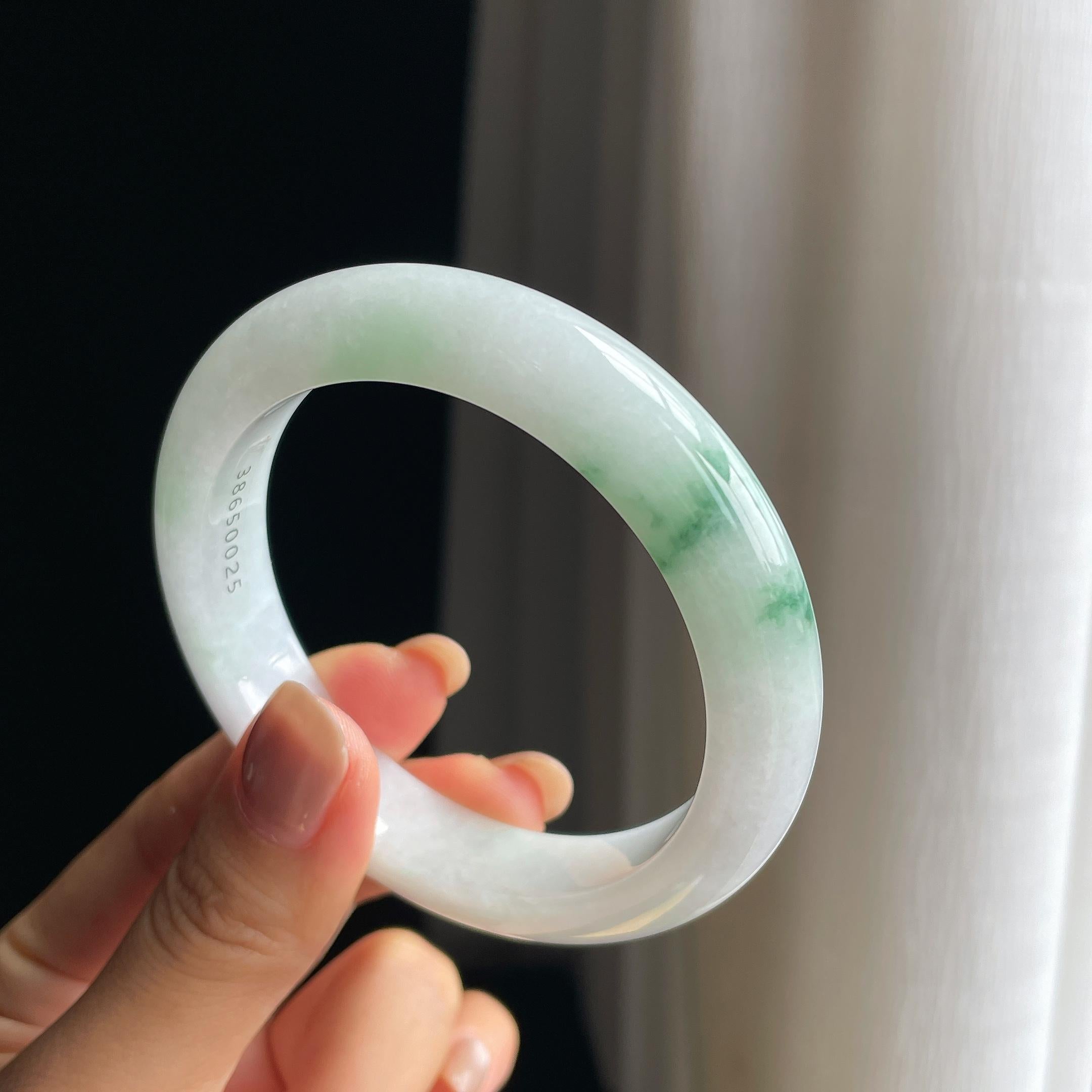 糯冰飘花翡翠平安镯(58.8mm)（yc417081）
