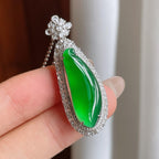 18k金镶冰种满绿翡翠福瓜（yc246195）