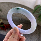 细糯种紫罗兰飘蓝花圆条手镯  56.3圈口  天然缅甸A货翡翠（yc431566）