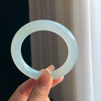 冰种淡底色圆条翡翠手镯（53mm）（yc376741）