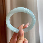 细糯冰淡底色翡翠平安镯（58mm）（yc278070）