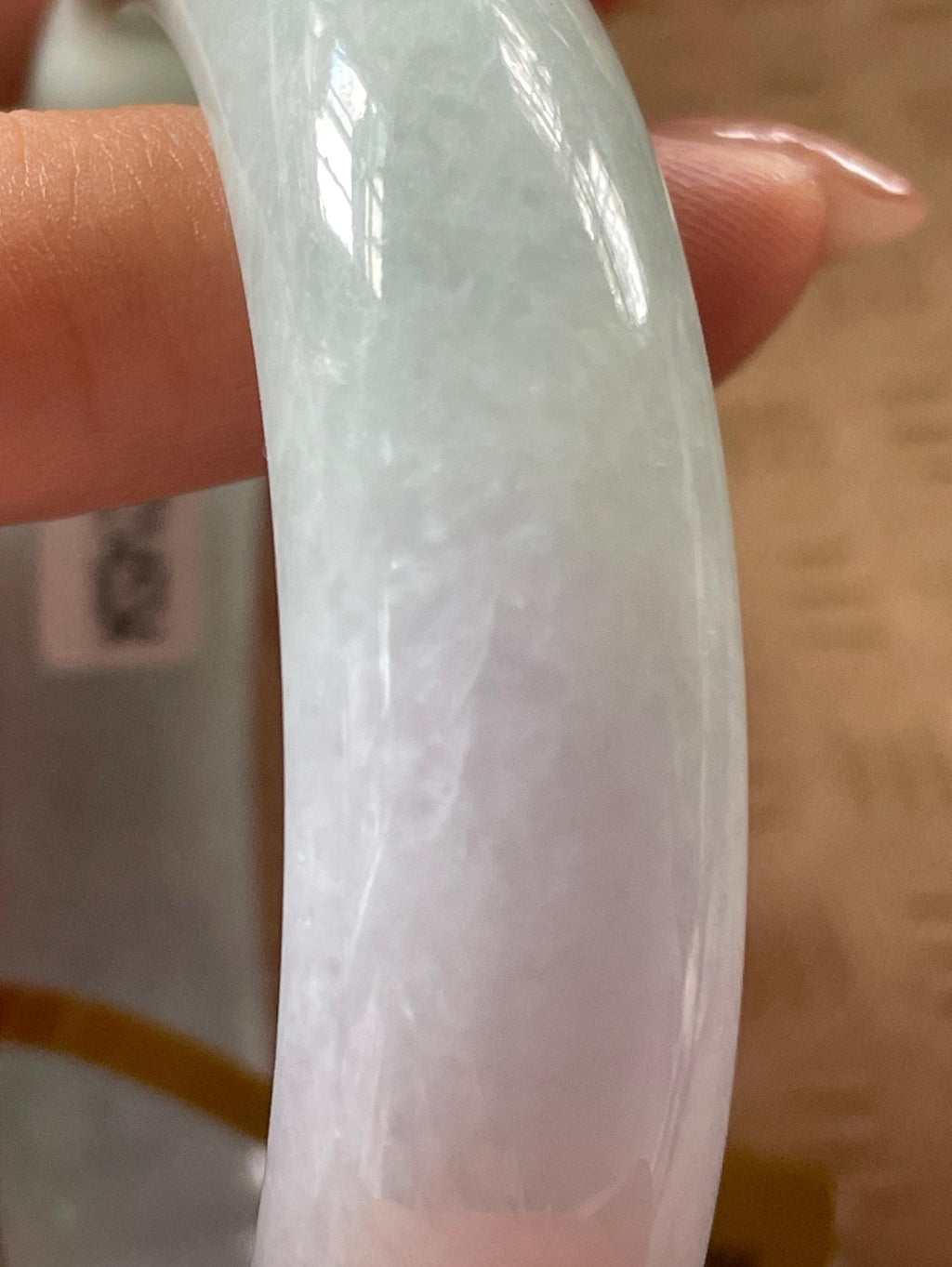 细糯冰淡春彩正圈平安镯 55圈 天然缅甸A货翡翠（yc693798）