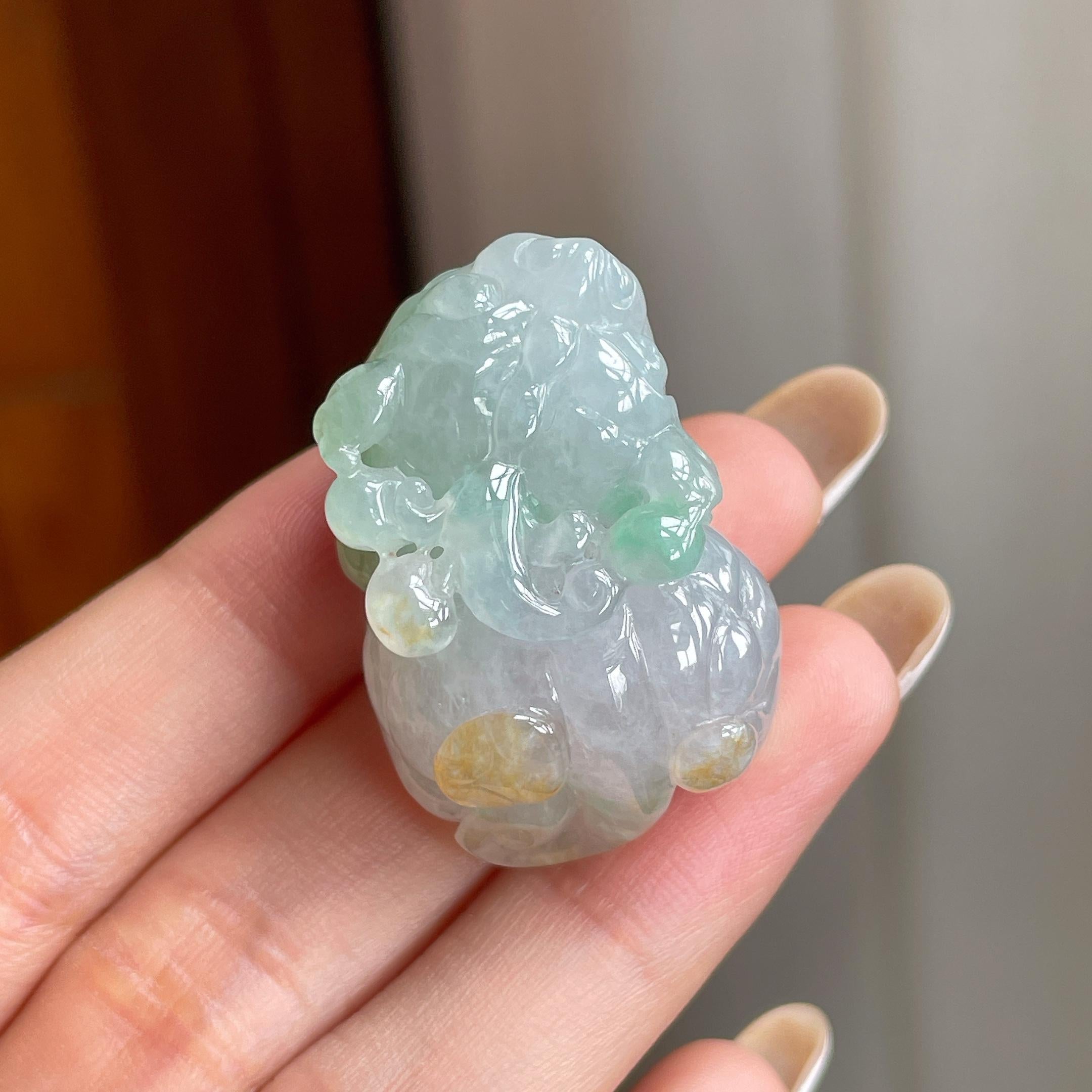 糯冰黄加绿翡翠貔貅（yc406443）