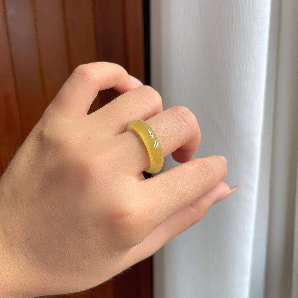 糯冰黄翡翡翠戒圈（yc246169）