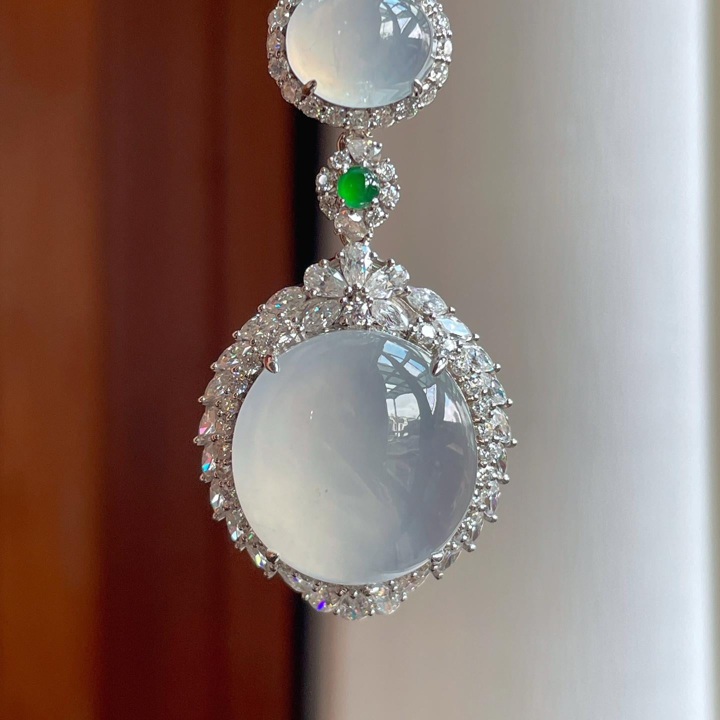 18k金镶冰种翡翠套链套装（yc251678）