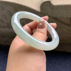 细糯种淡晴底圆条手镯 56圈口 天然缅甸A货翡翠（yc345057）