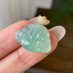 18k金钻镶细糯种晴底财神吊坠    天然缅甸A货翡翠（yc348298）