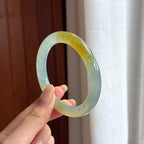 冰种黄翡特色圆条手镯 54圈 天然缅甸A货翡翠（yc453903）